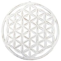 Décoration murale fleur de vie en bois blanc patiné  30 cm-Bois-Blanc-TDK IMPORT