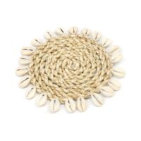 Dessous de verre herbe de mer marron 12x12x1cm-Verre-Beige-Bazar Bizar