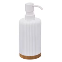 Distributeur à savon strié polyester/bambou blanc 8.5x18 cm--Blanc-Five Simply smart