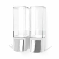 Double distributeur de savon mural rechargeable Clever blanc--Argenté-Compactor