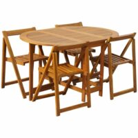 Ensemble à manger d'extérieur 5 pcs bois beige 130x90x72 cm-Bois-Beige-Maison Chic