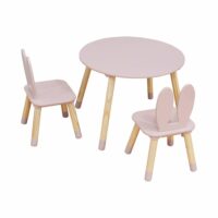 Ensemble avec petite table et 2 chaises pour enfants rose--Rose-Mobili Rebecca