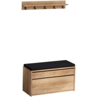 Ensemble banc d'entrée et patère murale effet chêne-Chêne-Marron-Homifab