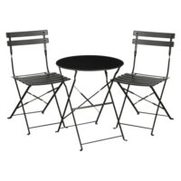 Ensemble bistro de jardin noir acier h71xl60xl60cm--Noir-Mica Decorations