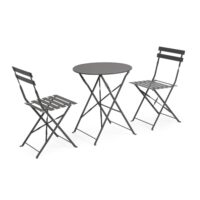 Ensemble bistrot composé d'une table et de 2 chaises--Gris-Konte.Design