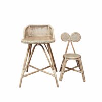 Ensemble bureau et chaise enfant en rotin--Beige-Terracotta