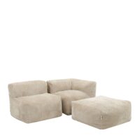 Ensemble canapé poufs 3 pièces : angle