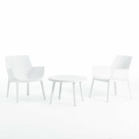 Ensemble d'extérieur composé de deux fauteuils et d'une table blanche--Blanc-Siediti Fuori e Dentro