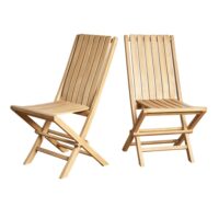 Ensemble de 2 chaises pliantes en teck-Teck-Marron-Wanda Collection