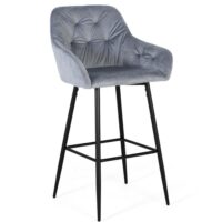 Ensemble de 2 tabourets recouverts de velours et structure en métal-Métal-Gris-GINER Y COLOMER