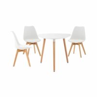Ensemble de 3 chaises et 1 table en holz Blanc--Blanc-CLP