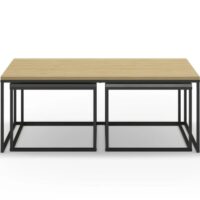 Ensemble de 3 tables basses 110cm pieds en métal chêne clair-Métal-Marron-Casanova Paris