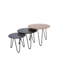Ensemble de 3 tables basses avec plateaux en bois noir et gris-Bois-Multicolore-Koketto Home