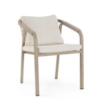 Ensemble de 4 chaises de jardin avec coussins et tressage en corde-Corde-Beige-Konte.Design