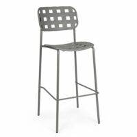 Ensemble de 4 tabourets en polypropylène gris et structure en acier-Polypropylène-Gris-Konte.Design