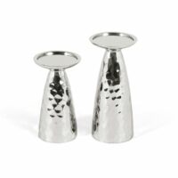 Ensemble de deux chandeliers en aluminium brillant-Aluminium-Gris-GINER Y COLOMER