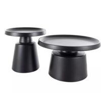 Ensemble de deux tables basses rondes en acier noir mat--Noir-MSO