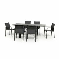 Ensemble de jardin en aluminium gris avec 6 fauteuils 100x100x75 cm-Aluminium-Gris-WILSA GARDEN