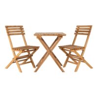 Ensemble de jardin pliant table et 2 chaises en teck massif naturel-Teck-Marron-Altobuy