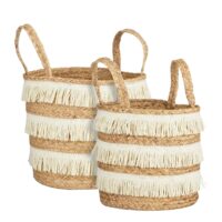 Ensemble de paniers de rangement brun jacinthes d’eau h30xl32xl32cm--Marron-Mica Decorations