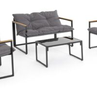 Ensemble de salon en acier et textilène anthracite--Noir-Bizzotto