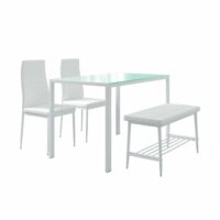Ensemble de table à manger 4 pièces blanc 120x75cm--Blanc-Vicco