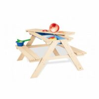 Ensemble de table et banc en épicéa naturel pour enfants--Beige-Pinolino