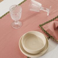 Ensemble de table nappe et serviettes 8 pièces lin 100% rose et vert-Lin-Multicolore-RNT by Really Nice Things