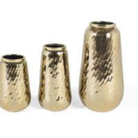 Ensemble de trois vases décoratifs en métal doré-Métal-Doré-GINER Y COLOMER