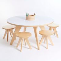 Ensemble Drawin’table® XXL + 4 tabourets – Table à dessin pour enfants--Beige-Drawin'table