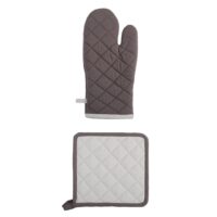 Ensemble gant et manique en coton bicolore-Coton-Gris-Stof