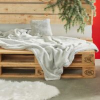 Ensemble plaid et coussin assorti uni  125x150 cm gris--Gris-Today