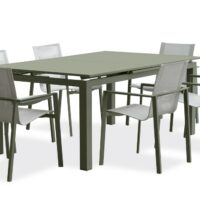 Ensemble repas de jardin 6 places en aluminium-Aluminium-Vert-dcb garden