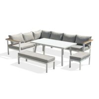 Ensemble repas de jardin 9 places--Blanc-REMARQUABLE