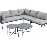 Ensemble salon de jardin acier gris anthracite--Gris-vente-unique.com