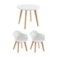 Ensemble table enfant louloune + 2 chaises poupinette - blanc-Bois de Pin-Beige-vente-unique.com