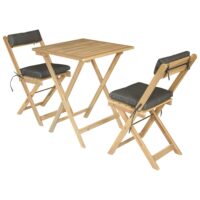 Ensemble table et chaises 2 places en acacia et coussins gris--Gris-Happy Garden
