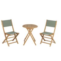 Ensemble table et chaises 2 places en bois teck-Teck-Vert-Beau Rivage