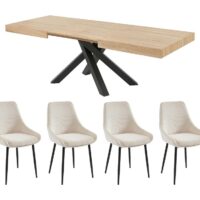 Ensemble table et chaises effet bois > 12 places-Bois-Marron-vente-unique.com