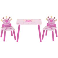 Ensemble table et chaises enfant design princesse bois rose-Bois-Rose-Homcom