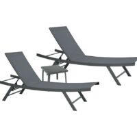 Ensemble transat de jardin et table basse en acier  gris anthracite--Gris-Ozalide