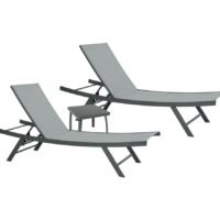 Ensemble transat de jardin et table basse en acier  gris perle--Gris-Ozalide