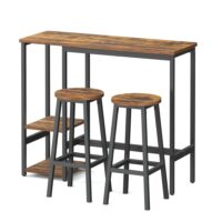 Ensembles table et chaises  effet bois marron-Bois-Marron-VASAGLE