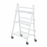 Escalier pliables pour fleurs et plantes avec 4 roues en métal-Métal-Blanc-Wenko