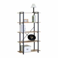 Etagère 5 rangements 150 cm bois et noir-Bois-Marron-Concept Usine