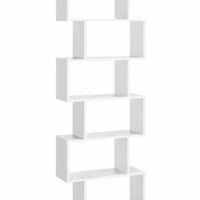 Étagère 6 niveaux zigzag style moderne effet bois blanc-Bois-Blanc-VASAGLE