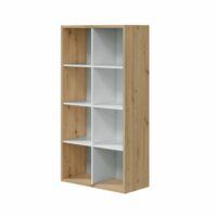 Étagère 8 casiers effet blanc et bois - H138 x L72 cm-Bois-Marron-Fores