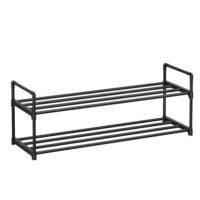 Étagère à chaussures 2 niveaux pour 12-15 paires 30 x 92 x 34 cm noir--Noir-SONGMICS