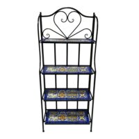 Étagère à fleurs mosaïque bleu/jaune