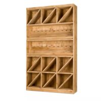 Étagère à vin h195 cm capacité 200 bouteilles bois massif-Bois-Beige-Tradis